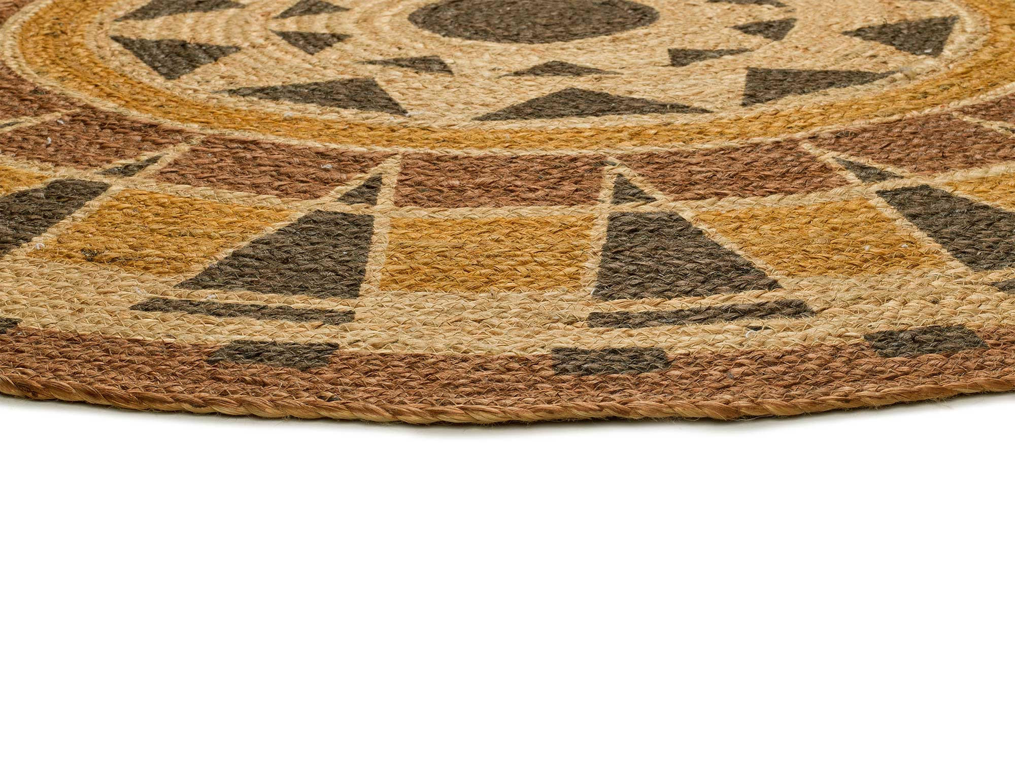 HANDWEBTEPPICH Braun Tonga 120Ø cm - Dunkelgelb/Naturfarben, Naturmaterialien/Textil (120/120cm) - Atticgo