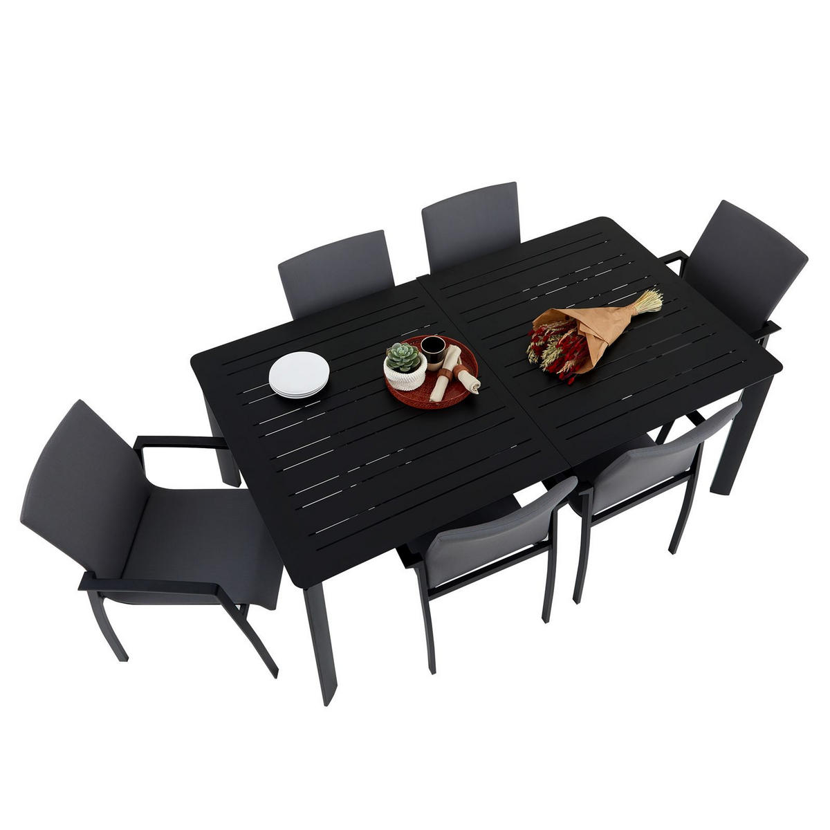 GARTENMÖBELSET VERANO - Schwarz/Grau, Textil - IDIMEX