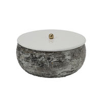 AUFBEWAHRUNGSBOX Mosaic Marble Weiß 16.5/16.5/7.5 cm - Weiß, Metall (16.5/7.5/16.5cm) - Present Time