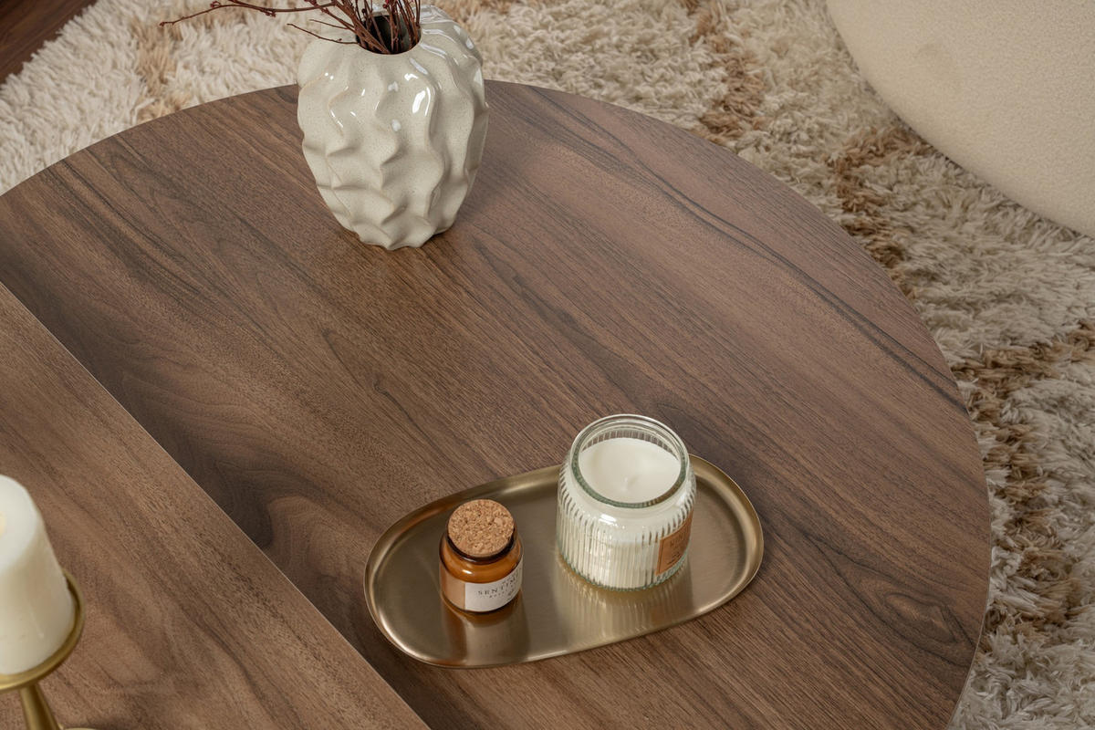 COUCHTISCH (2er-Set) orion 35/90/90 cm - Walnussfarben, Holzwerkstoff (90/90/35cm) - Calicosy