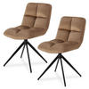 DREHSTUHL Dallas samt dunkelgrau (2er-Set) - Hellbraun, Textil (45/84/45cm) - Juskys
