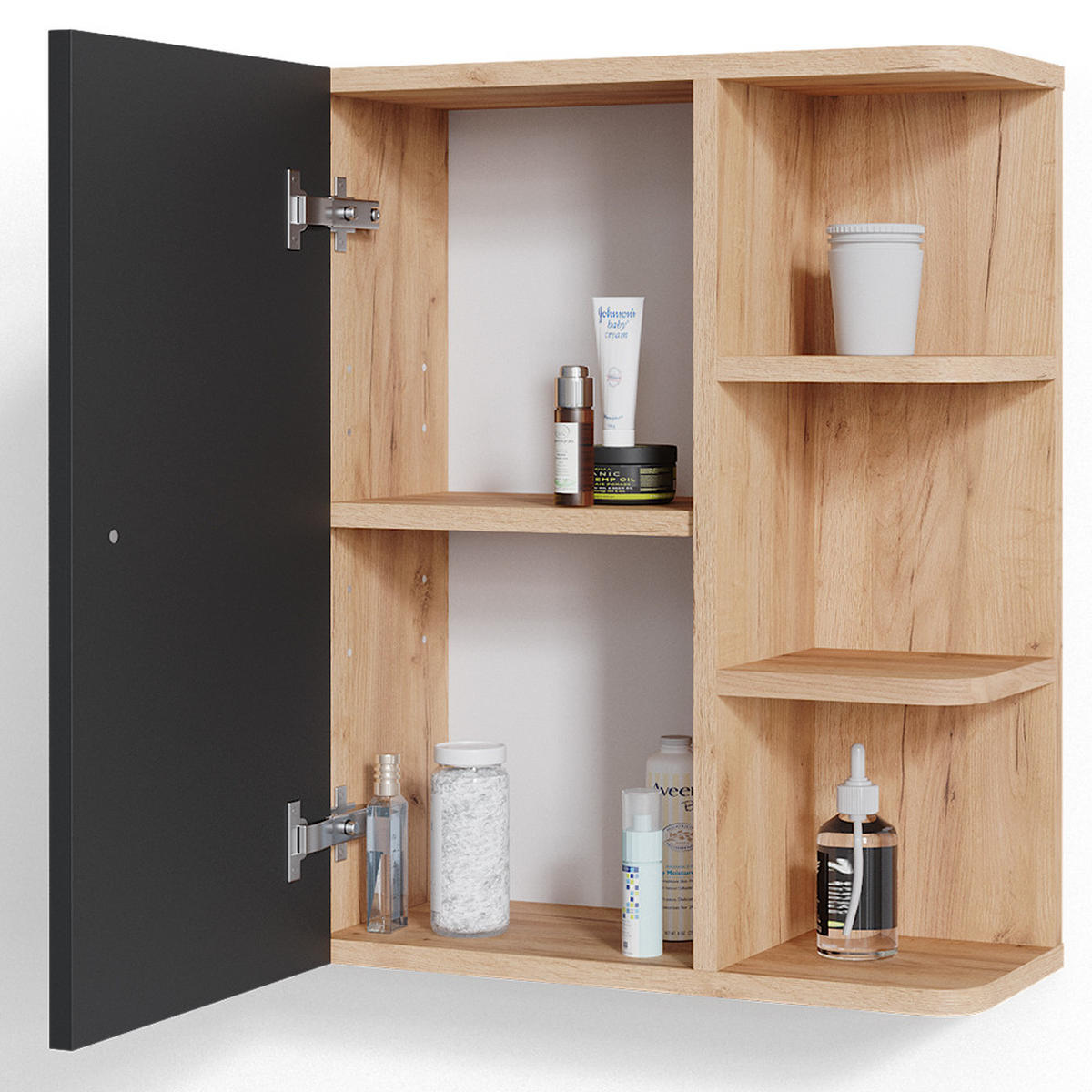 BADSCHRANK Fynn Anthrazit 47.2 x 59.2 cm - Anthrazit, Holzwerkstoff (47.2/59.2/21cm) - Vicco
