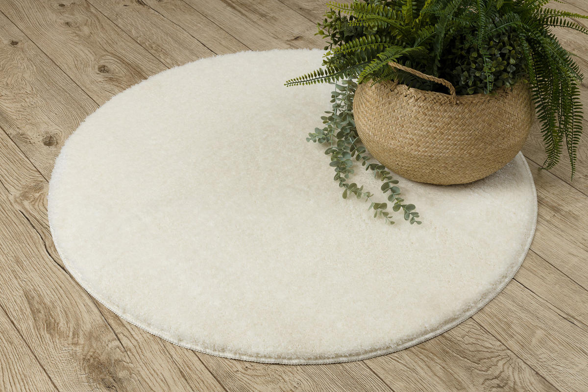 BADLÄUFER SANTA Kreis 67 cm - Weiß, Textil (67/67cm) - rugsX