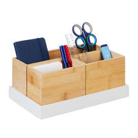 4-TLG.BAMBUSORGANIZER-SET - Multicolor, Holz/Holzwerkstoff (28/11/17.5cm) - Relaxdays