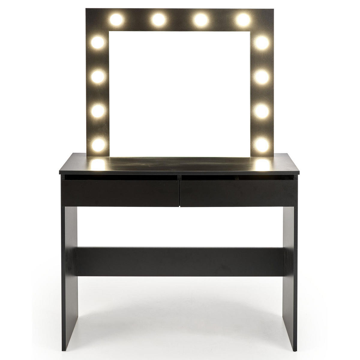 SCHMINKTISCH FABIOSO Schwarz, mit Spiegel und Beleuchtung - Schwarz, Glas/Holz (94/140/43cm) - KONSIMO®