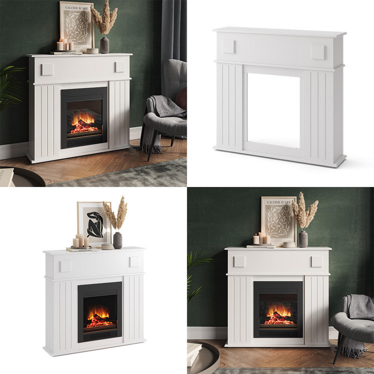 KAMINUMRANDUNG Weiß 109 x 100 cm - Weiß, Holzwerkstoff (109/100/26cm) - Vicco
