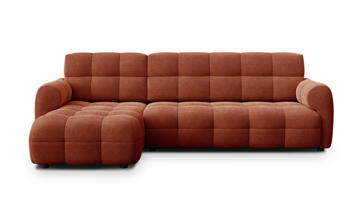 ECKSOFA MELLOW 4-Sitzer, dunkelorange - Dunkelorange/Schwarz, Holz/Textil (262/156cm) - Courtois Laville