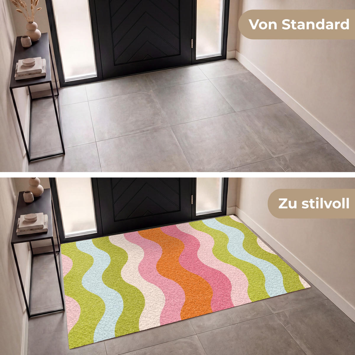 FUSSMATTE Bahnen - Wellen - Bunt - Vertikal Fußabtreter 180x120 cm - Multicolor, Kunststoff (180/120cm) - MuchoWow