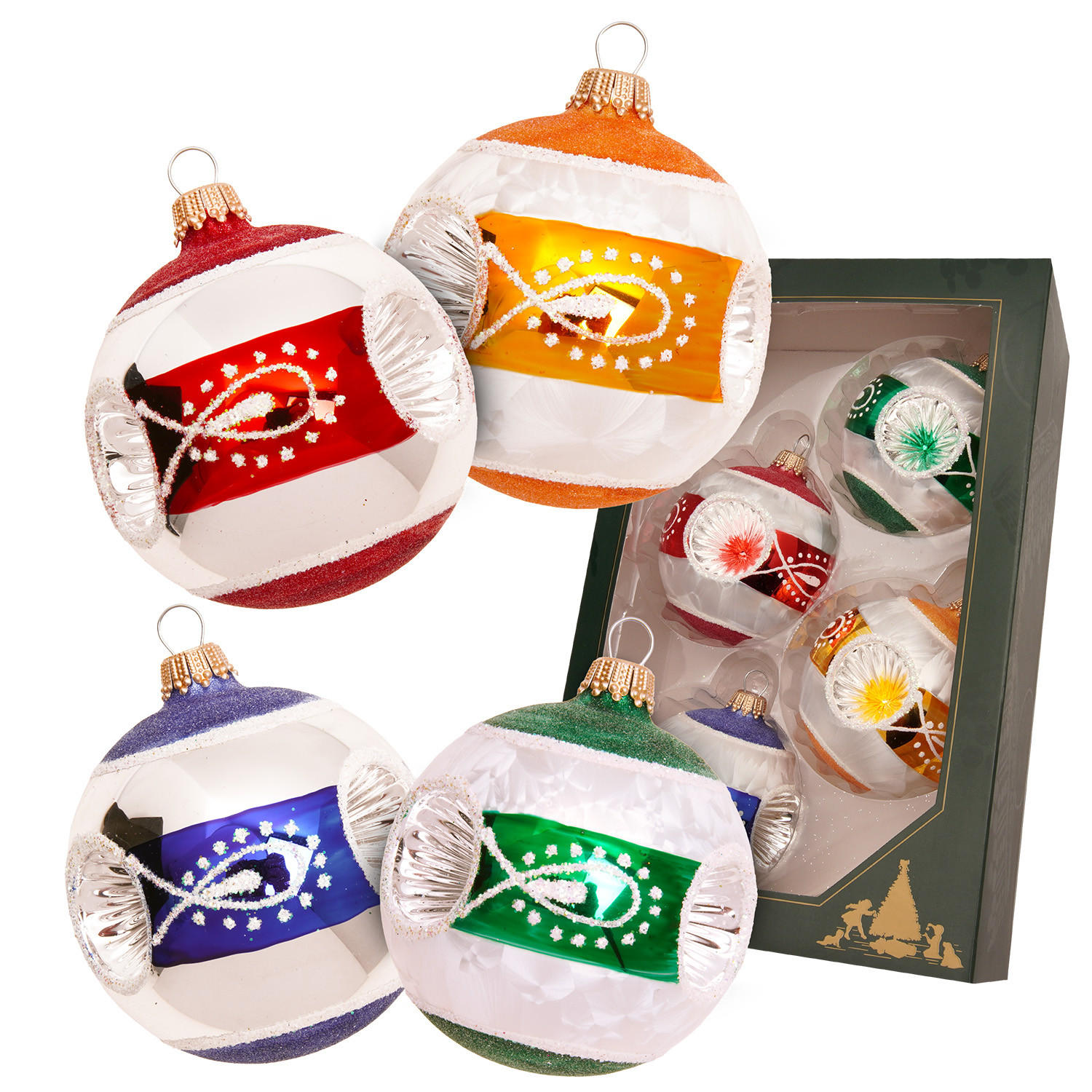 CHRISTBAUMKUGELN Set Reflex Silberfarbig 7cm (Glas / 4 Stk.) - Silberfarben, Glas (7/7/7cm) - Krebs Glas Lauscha