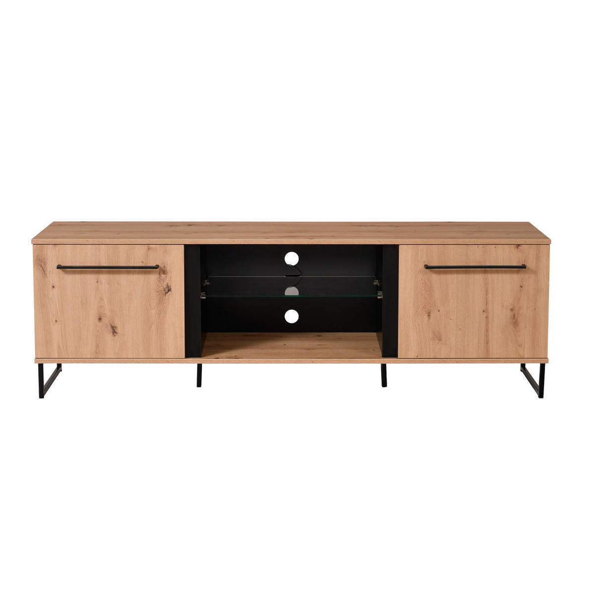 WOHNWAND 339/193/42 cm in Eiche Schwarz - Braun, Holz (339/193/42cm) - Homestyle4u