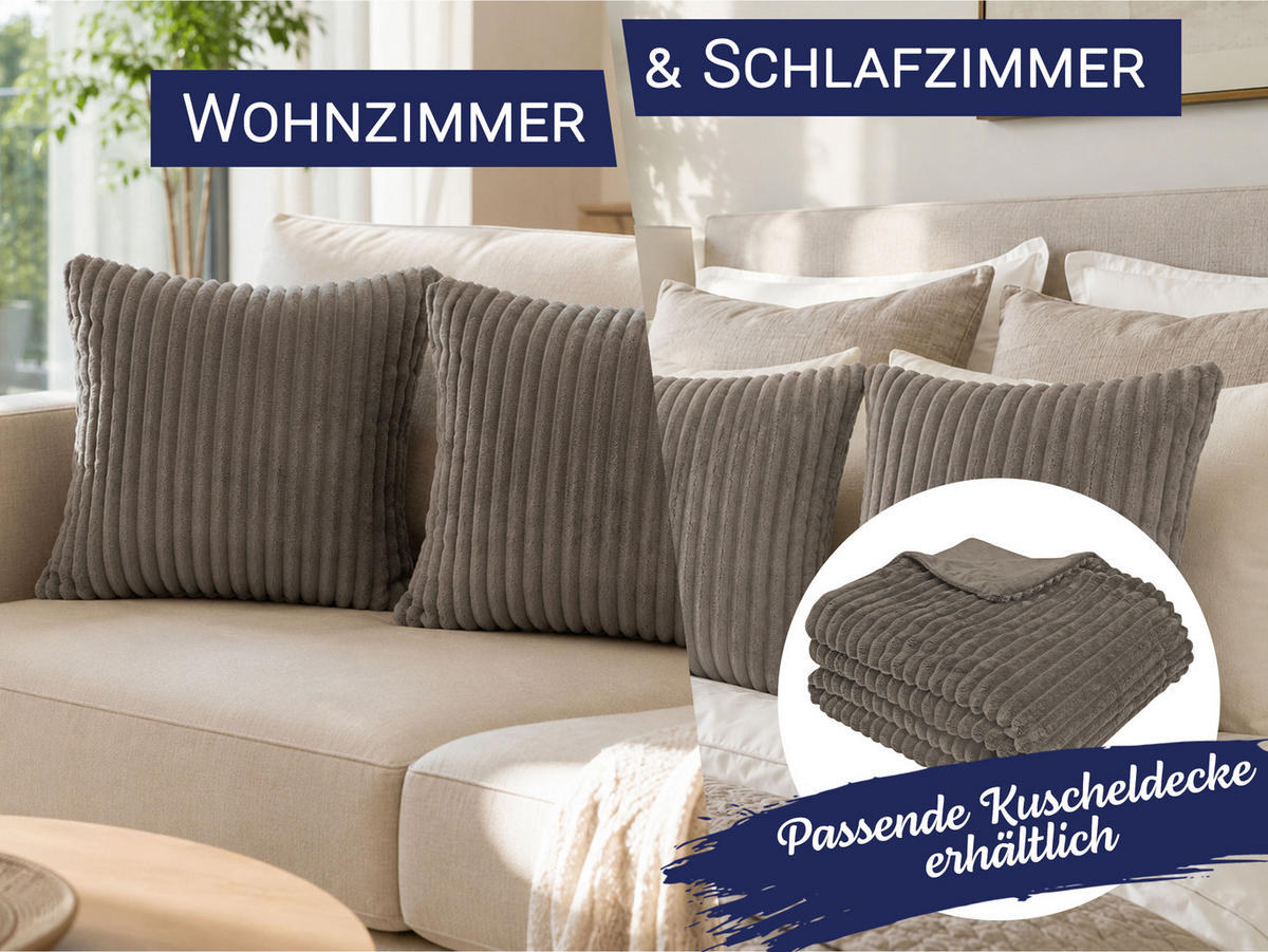 KISSENBEZUG, 2er-Set, 40x40 cm, 100% Polyester, Grau - Taupe, Textil (40/40cm) - Zollner