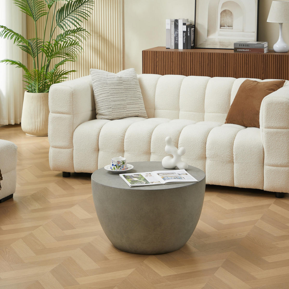 COUCHTISCH Rund Grau 64 x 64 x 38 cm - Grau, Metall (64/64/38.5cm) - Nordlys