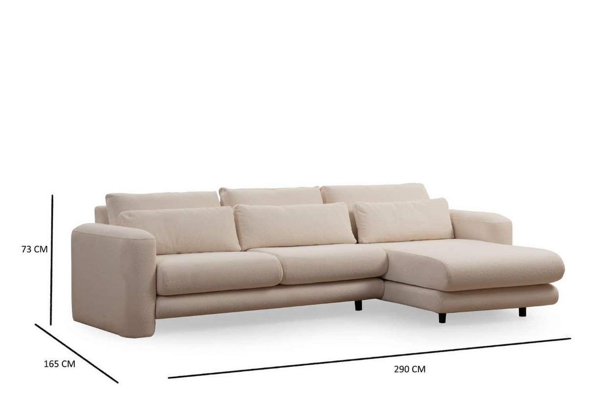 ECKSOFA mit losen Rückenkissen - Schwarz/Grau, Holz/Kunststoff (290/165cm) - myHomelando