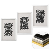 WANDBILDER 3er-Set - 40x60 cm Weißer Rahmen - Abstrakte Pflanzenmuster - Weiß, Kunststoff (40/60cm) - ArtPrintCave