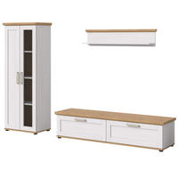 WOHNWAND 3-teilig weiß Lärche, Eiche Artisan 240 cm Landhaus, Schrankwand mit viel Stauraum - Silberfarben/Schwarz, Holzwerkstoff/Kunststoff (240/161/40cm) - Inn.Furn