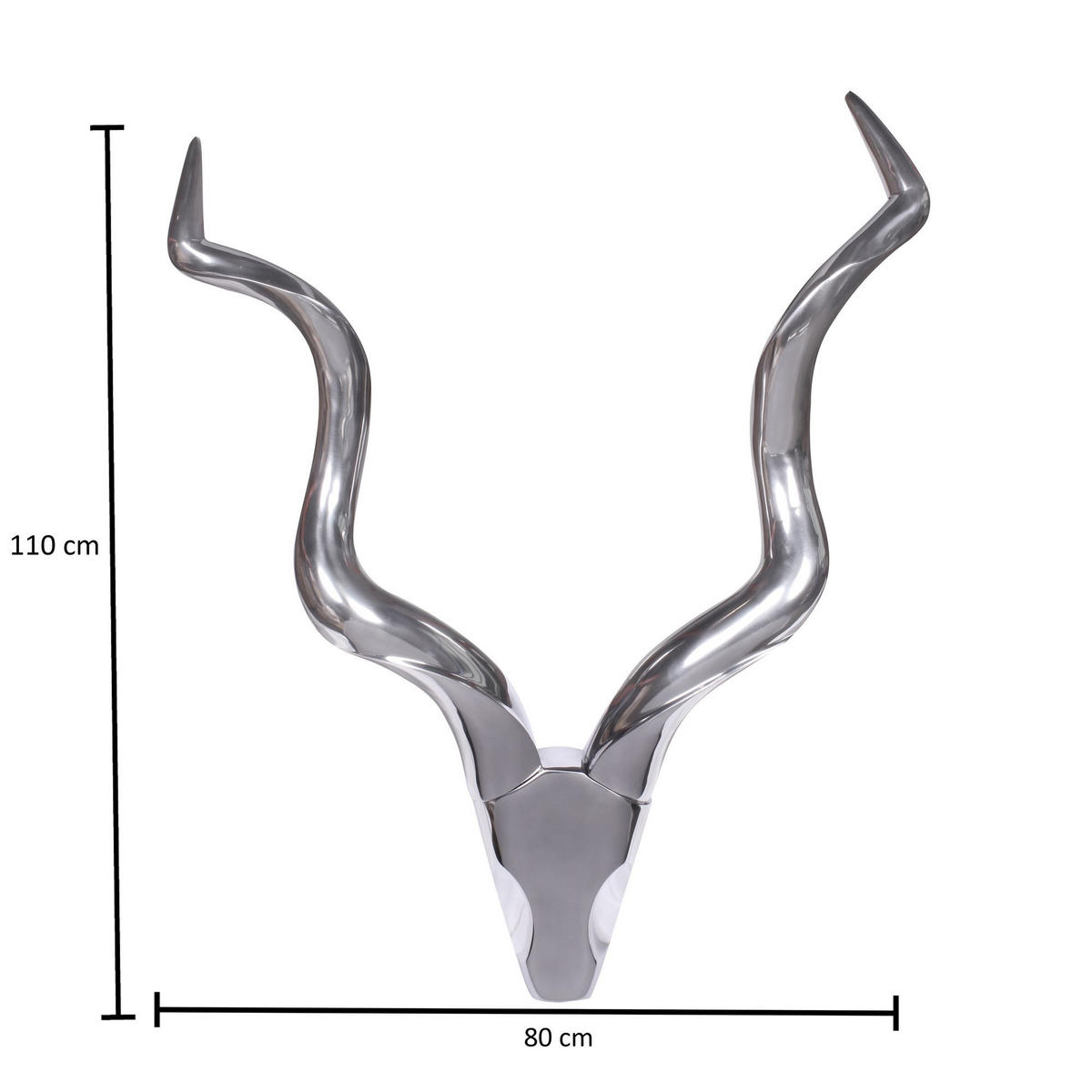 WANDDEKO Hirschgeweih Aluminium silberfarben 80x110 cm handgefertigt - Silberfarben, Metall (80/110/10cm) - KADIMA DESIGN