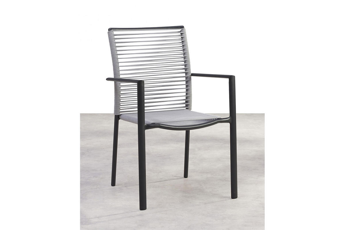 STAPELSTUHL VINCENZA 62x55x89 cm, Rope-Metall, Anthrazit-Grau - Anthrazit, Metall (55/89/62cm) - Best Freizeitmöbel