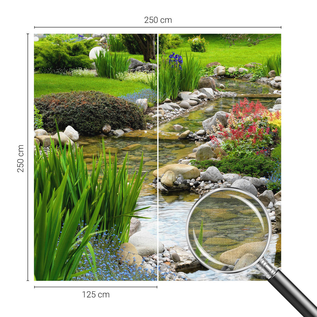 FOTOTAPETE 250x250 cm - Idyllischer Garten - Grün, Textil (250/250cm) - Wallfluent