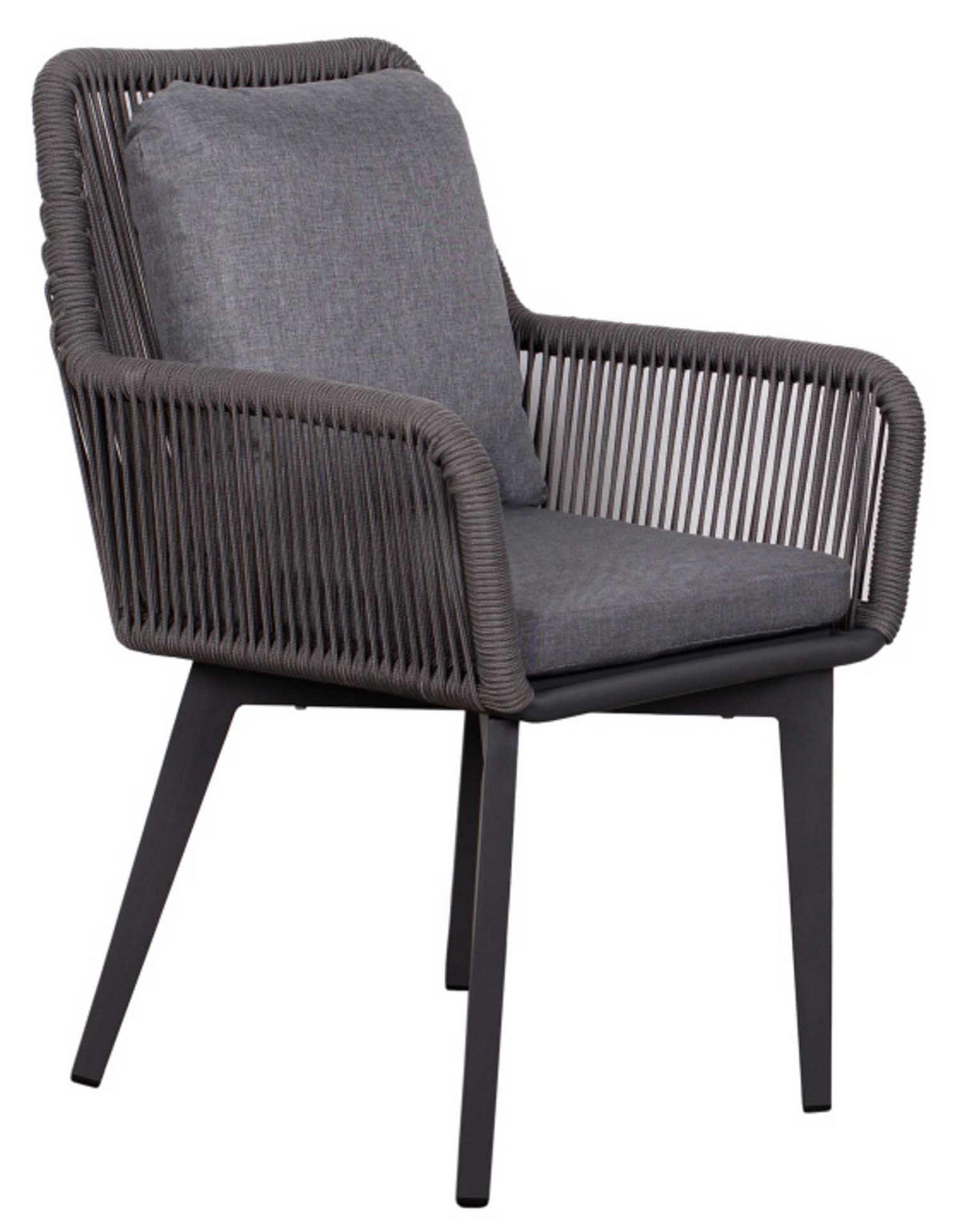 GARTENMÖBELSET Diningsessel Marbella mit Tisch Granada 200 x 90 cm - Grau, Metall - Mr. Deko