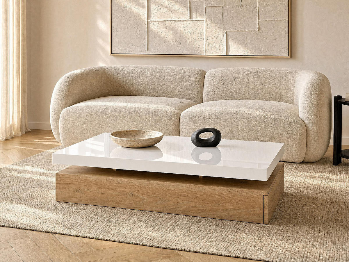 COUCHTISCH - 120 cm x 60 cm - holz - naturfarben hell, weiß Felix - Naturfarben/Weiß, Holz (60/120/35cm) - Vente-Unique