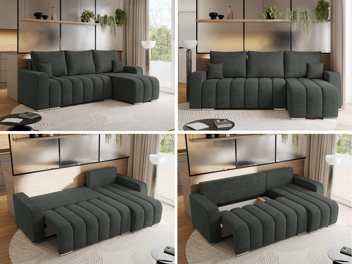 ECKSOFA KIRASSO L Dunkelgrau Stukture - Dunkelgrau/Grau, Textil (245/147cm) - MKS