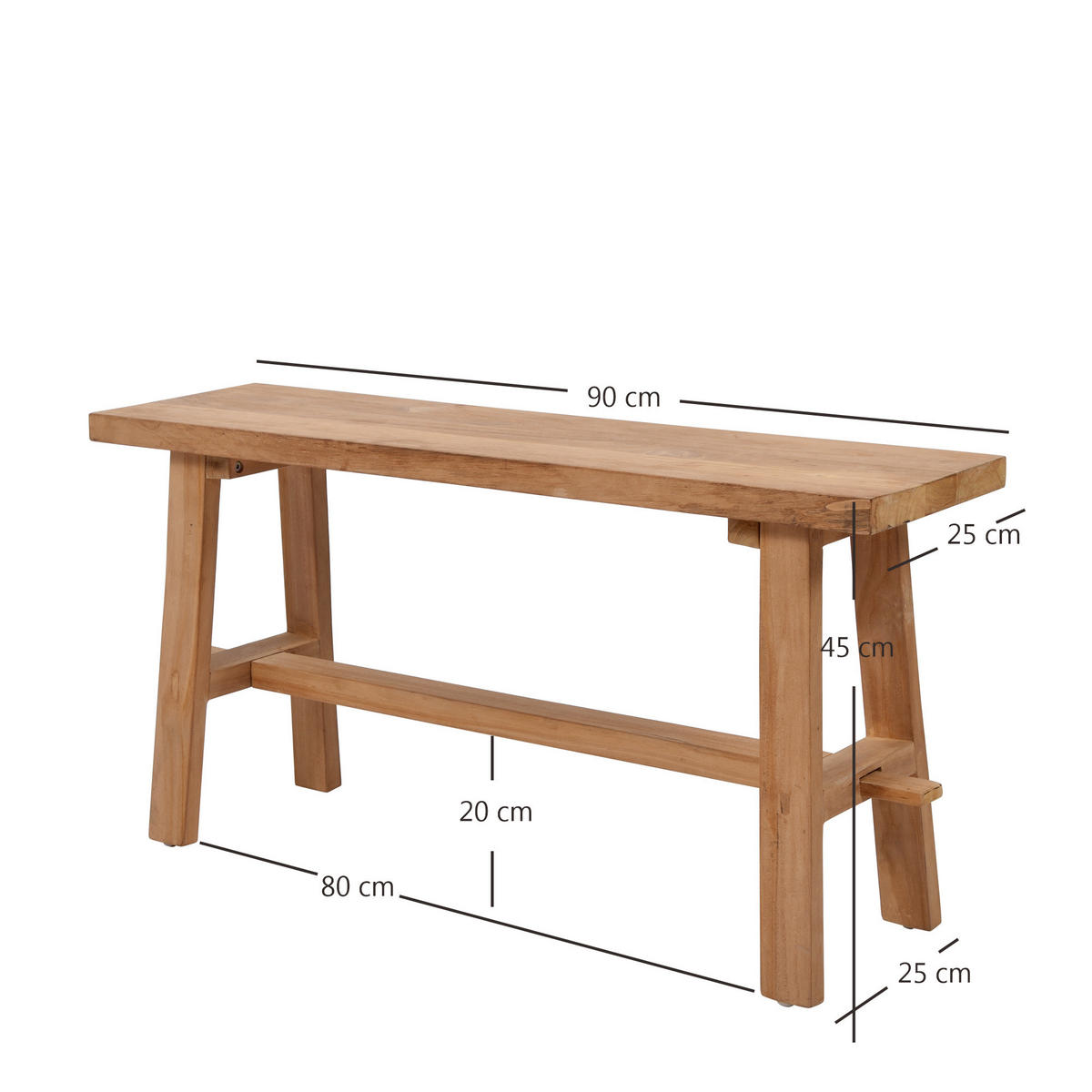 SITZBANK Holz Braun - Braun, Holz (90/45/25cm) - Nordlys