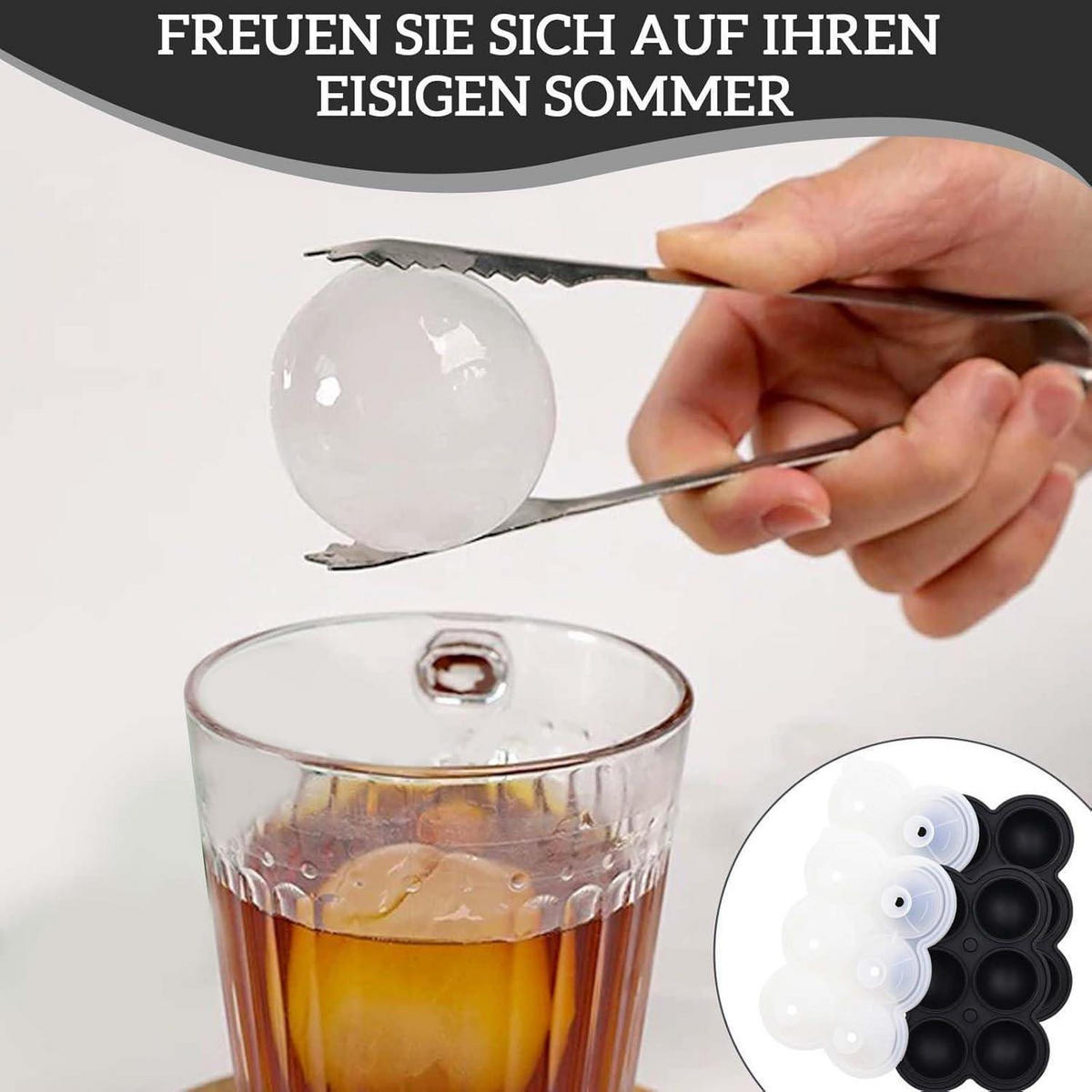 EISWÜRFELFORM 2er-Set Silikon 4.5 cm rund BPA-frei - Multicolor, Kunststoff (15/7.5/18cm)