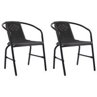 GARTENSTÜHLE 2 Stk. Kunststoff Rattan-Optik und Stahl 110 - Schwarz, Metall (62/74/55cm) - furnicato