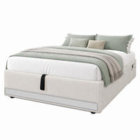POLSTERBETT mit Bettkasten und LED 90x200 cm Leinen Beige - Beige, Metall (90/200cm) - Beauniv