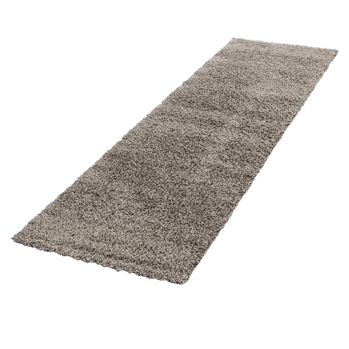 TEPPICH Hochflor Unifarben Polypropylen Wohnzimmer Shaggy Taupe Läufer 80x250 - Taupe, Textil (80/250cm) - KADIMA DESIGN