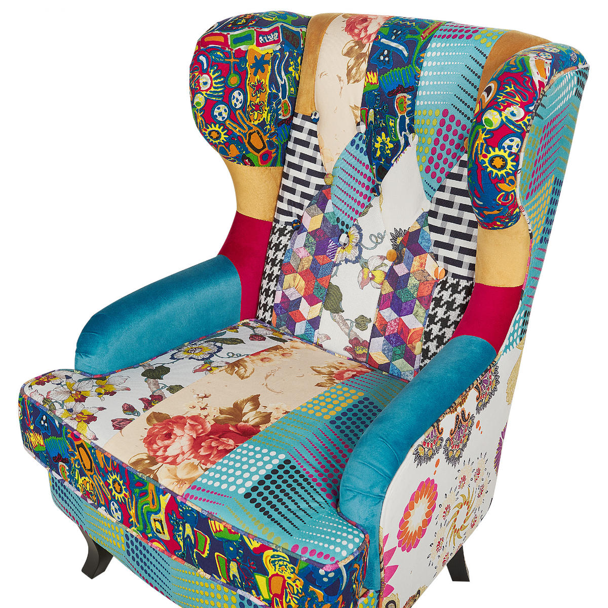 SESSEL Patchwork mehrfarbig/blau Molde - Blau/Beige, Textil (70/100/80cm) - Beliani
