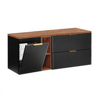 WASCHTISCHUNTERSCHRANK 140.8cm Adriel Schwarz und Holz - Schwarz, Holzwerkstoff (140.8/59/46cm) - Petits-meubles