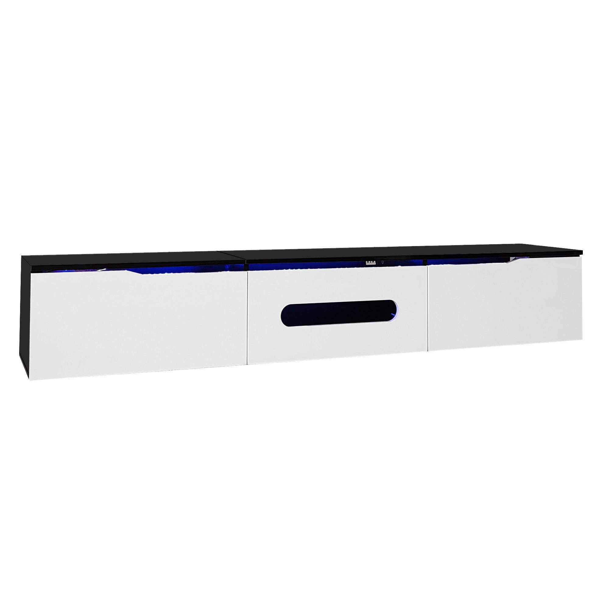 ComfortXL Lowboard Schwarz, Weiß 180x30x35 cm