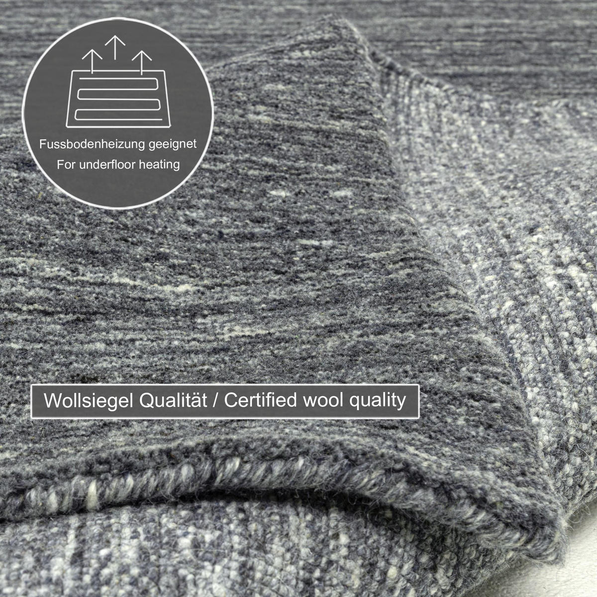 HANDWEBTEPPICH Pure 250x350 cm - Anthrazit, Textil (250/350cm) - THEKO