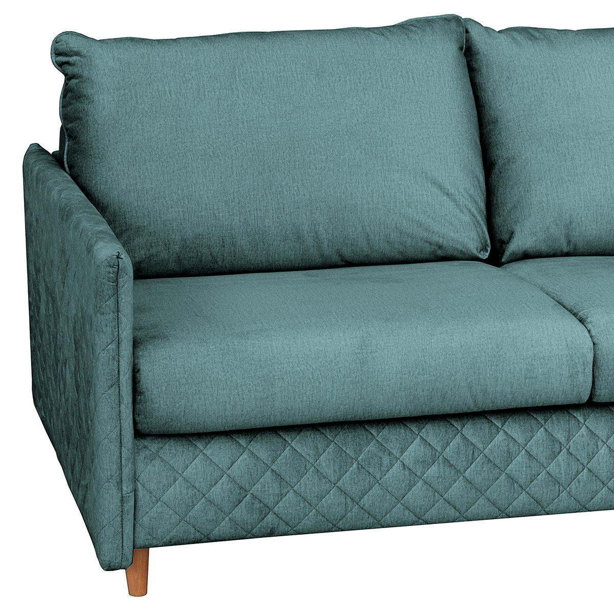 SCHLAFSOFA mit Matratze - Samt - Blau/Buchefarben, Buchenholz/Textil (171/95/101cm) - home24