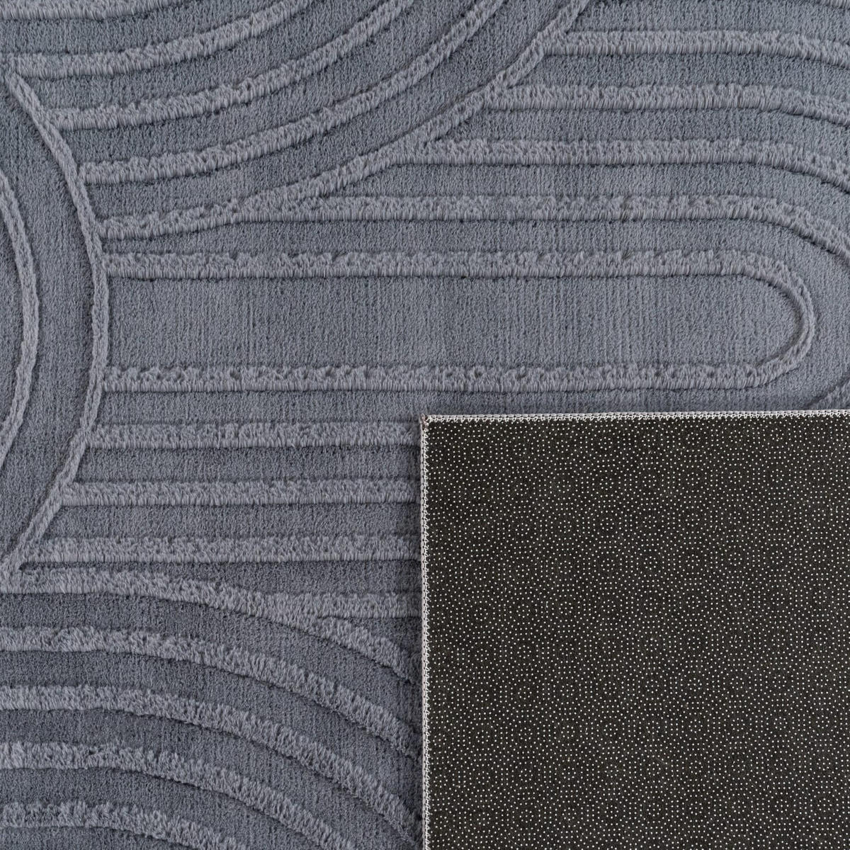 KURZFLORTEPPICH, mit Struktur, aus Polyester, Anthrazit, 80 x 150 cm - Anthrazit, Textil (80/150cm) - KADIMA DESIGN