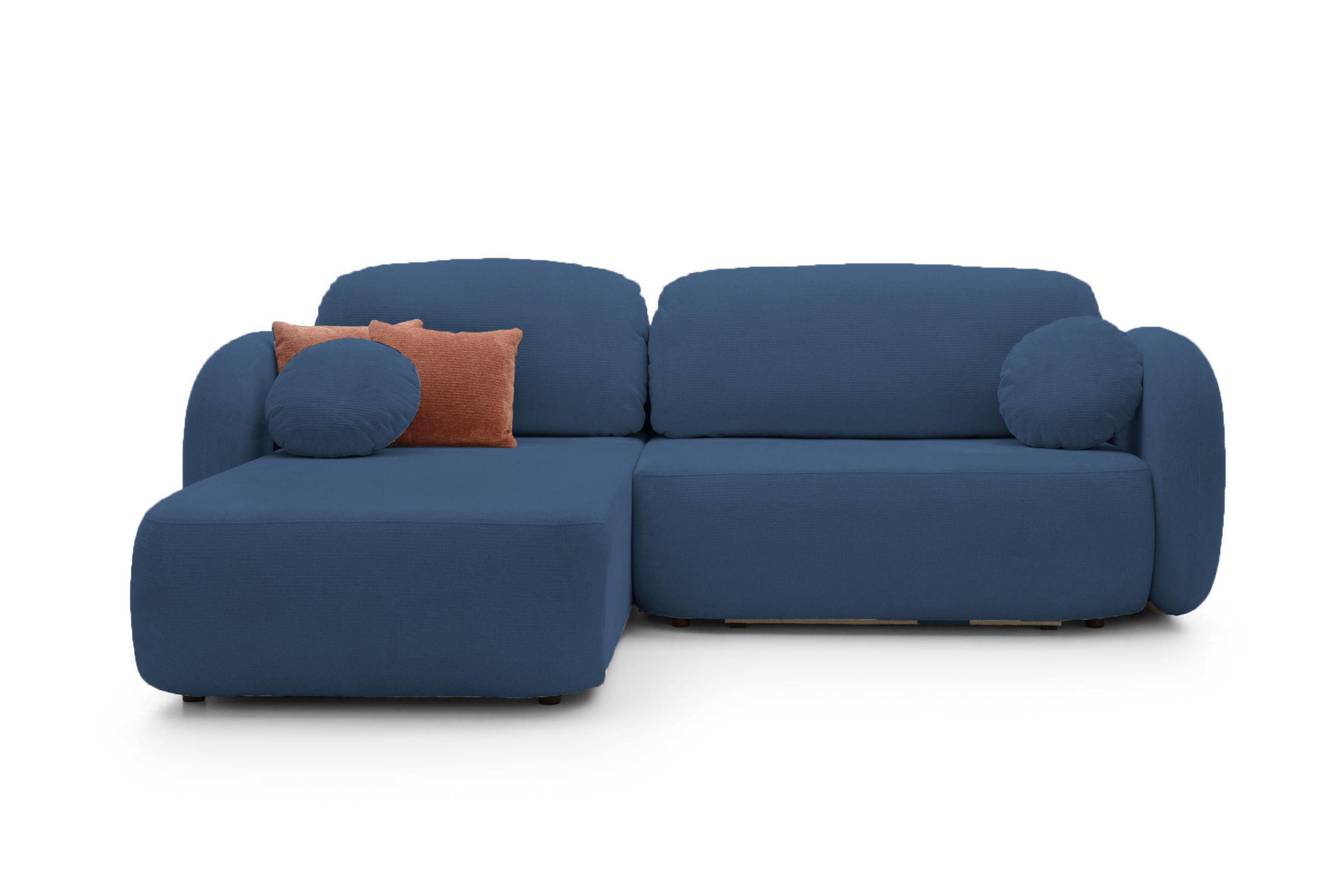ECKSOFA OLIO L-Form Schlaffunktion mit Bettkasten, lose Rückenkissen, freistehend, LINKS 174x248 cm Blue - Blau, Holz/Textil (174/248cm) - DomoHome
