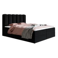BOXSPRINGBETT 180x200 Rimini mit Matratze und Bettkasten, Schwarz - Schwarz, Holz/Textil (180/200cm) - Emporius