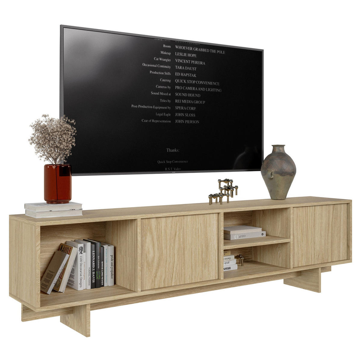 TV-STOLEK Sanva Olejovaný dub 200 cm - barva dubu, kompozitní dřevo (200/55/35cm) - Selsey