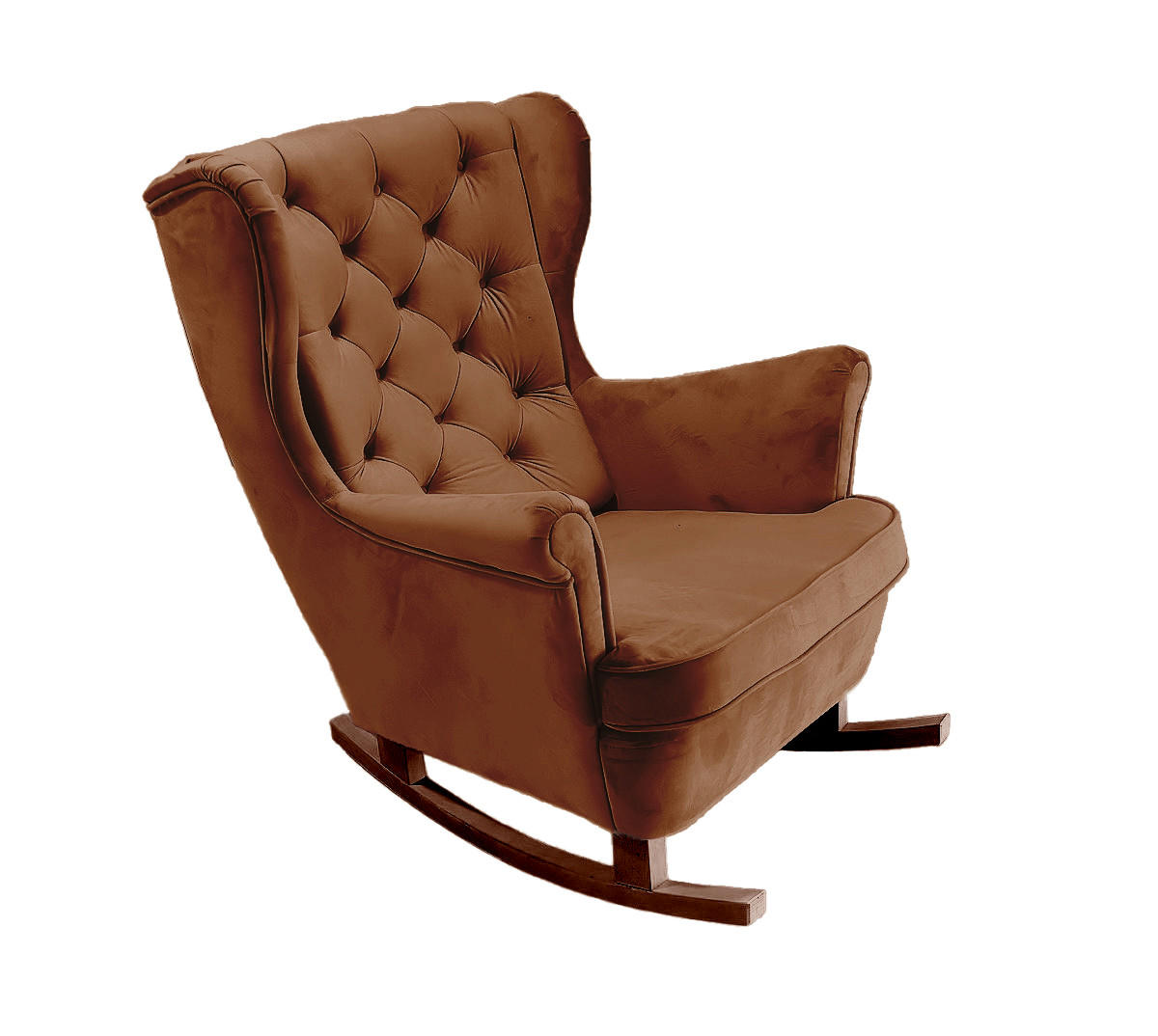 SCHAUKELSESSEL mit gepolstertem Sitz und Armlehnen, 102x81x95 cm, Dunkelbraun_29828 - Haselnussfarben/Braun, Holz/Textil (81/102/95cm) - DomoHome