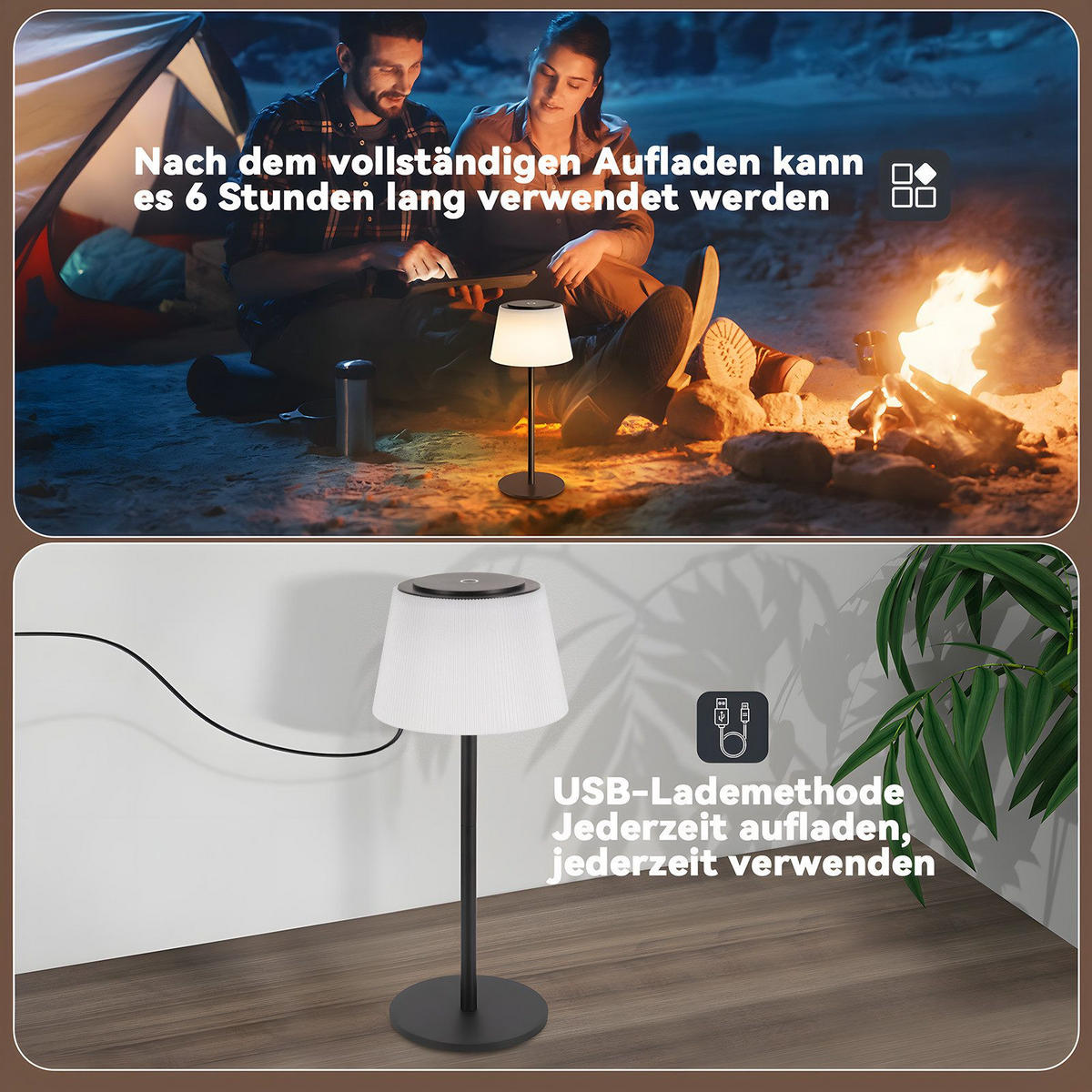 LED stolní lampa Abderhalden 13/13/30,5 cm - černá, plast (13/13/30.5cm) - Nettlife