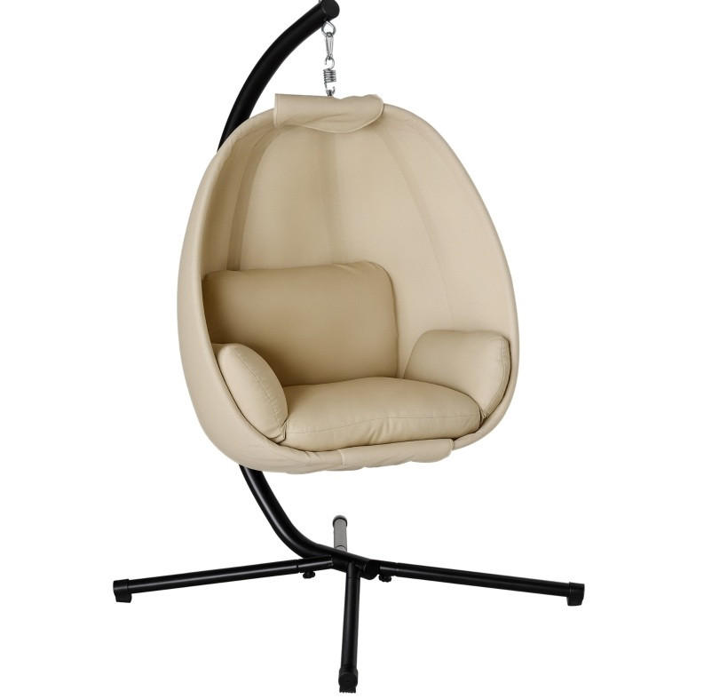 HÄNGESESSEL aus Metall 125x95x170 cm Beige mit weichem Kissen - Beige, Metall (95/170/125cm) - Modfu