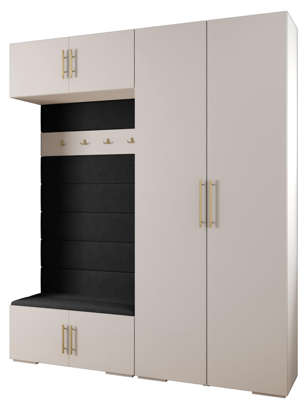 GARDEROBEN-SET 236,7/200/47 - Goldfarben/Schwarz, Holz/Metall (200/236.7/47cm) - Abiks Möbel