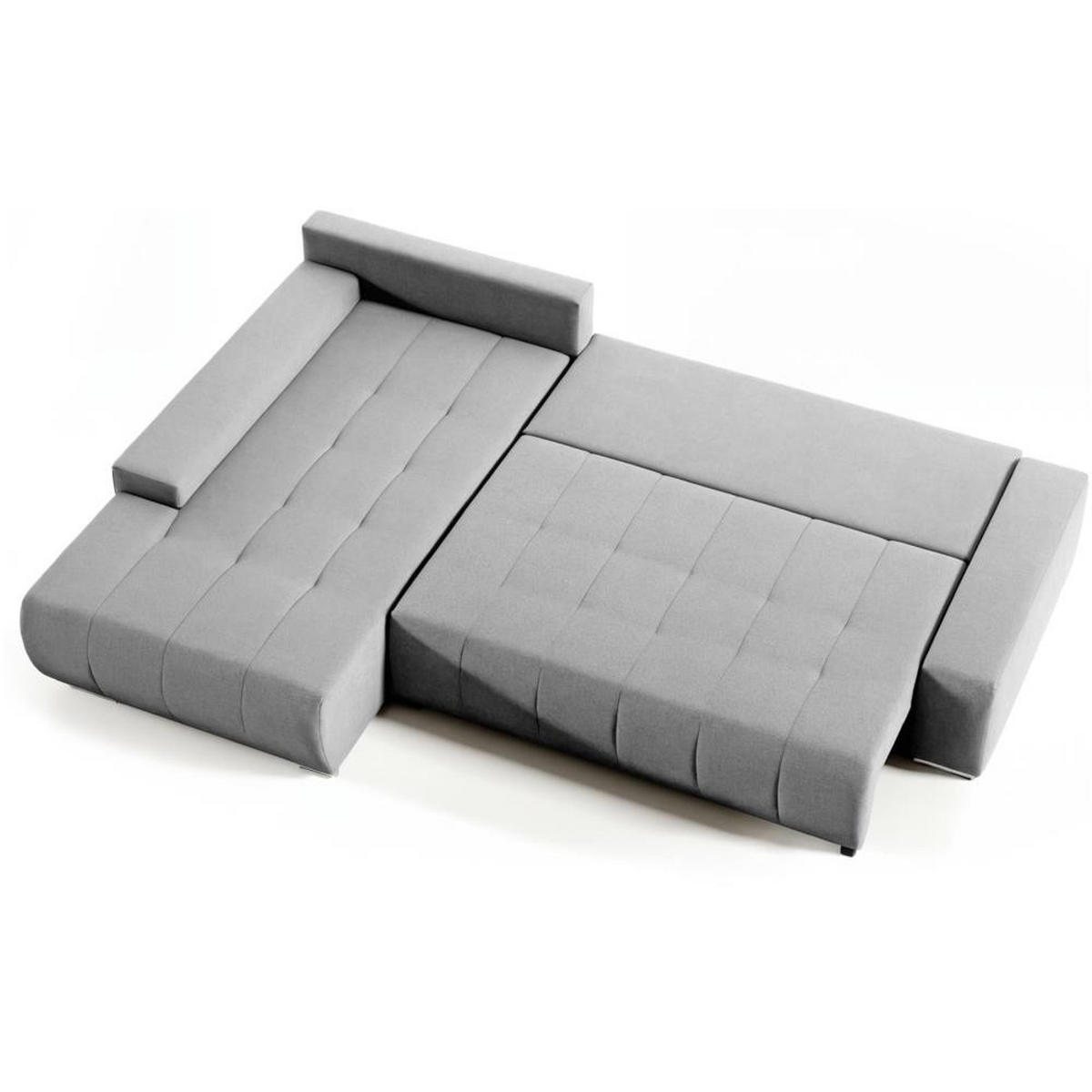 ECKSOFA Draco L hellgrau links - Chromfarben/Hellgrau, Textil/Metall (267/186cm) - Beautysofa