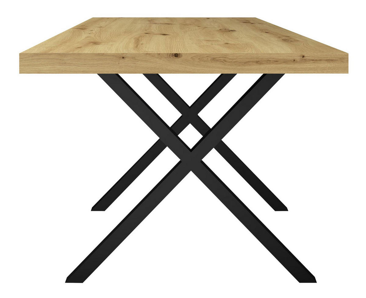 ESSTISCH Elgin 4 175x80x100 Metall+Holzwerkstoff Schwarz/Asteiche - Schwarz/Eiche Artisan, Holzwerkstoff (175/100/80cm) - 58aufmkessel