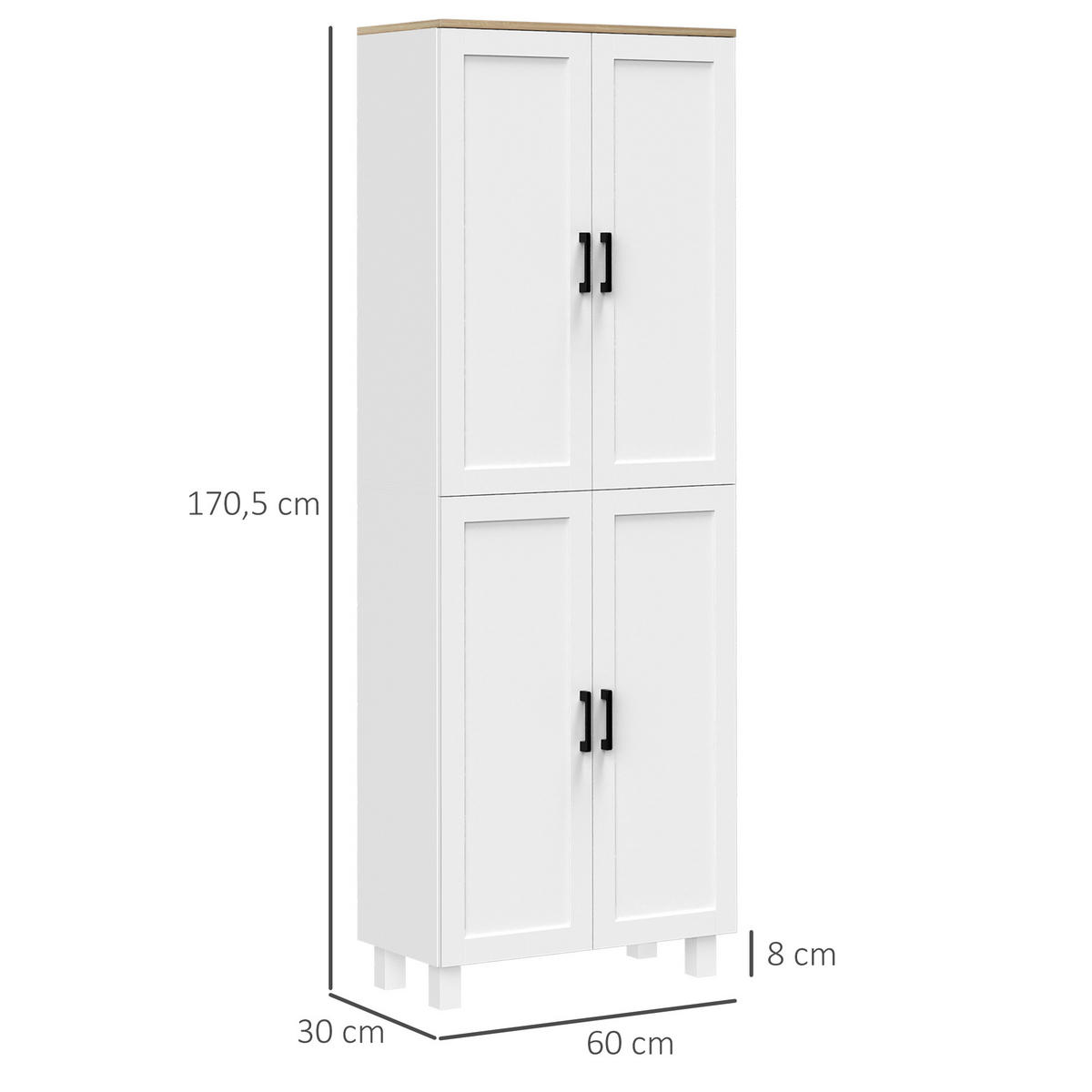 HIGHBOARD DE-11153 4 Türen & 2 verstellbare Böden Weiß - Weiß, Holzwerkstoff (30/170.5/60cm) - ComfortXL