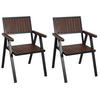 GARTENSTUHL 2er-Set HxBxT 87x57x53cm Sitzhöhe 43cm Outdoor-Beschichtung Aluminium Holzoptik Gestell Schwarz Dunkelbraun - Dunkelbraun, Kunststoff (57/87/53cm) - PROREGAL