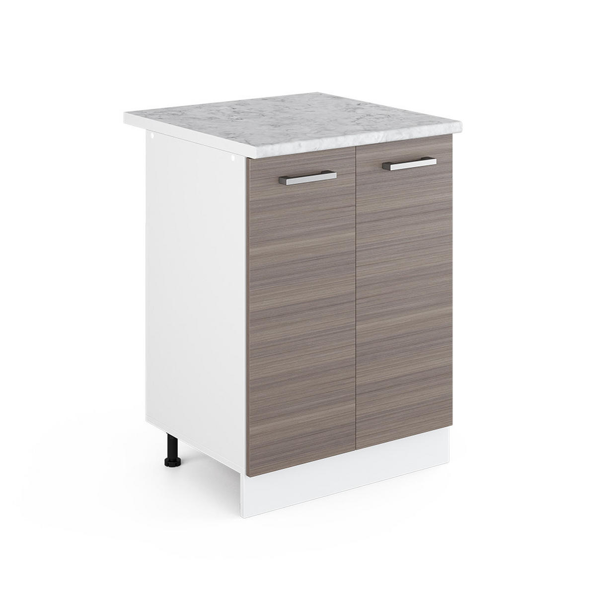 UNTERSCHRANK R-Line Grau 60 cm mit Türen, mit Arbeitsplatte - Weiß/Grau, Holzwerkstoff (60/81.6/60cm) - Vicco