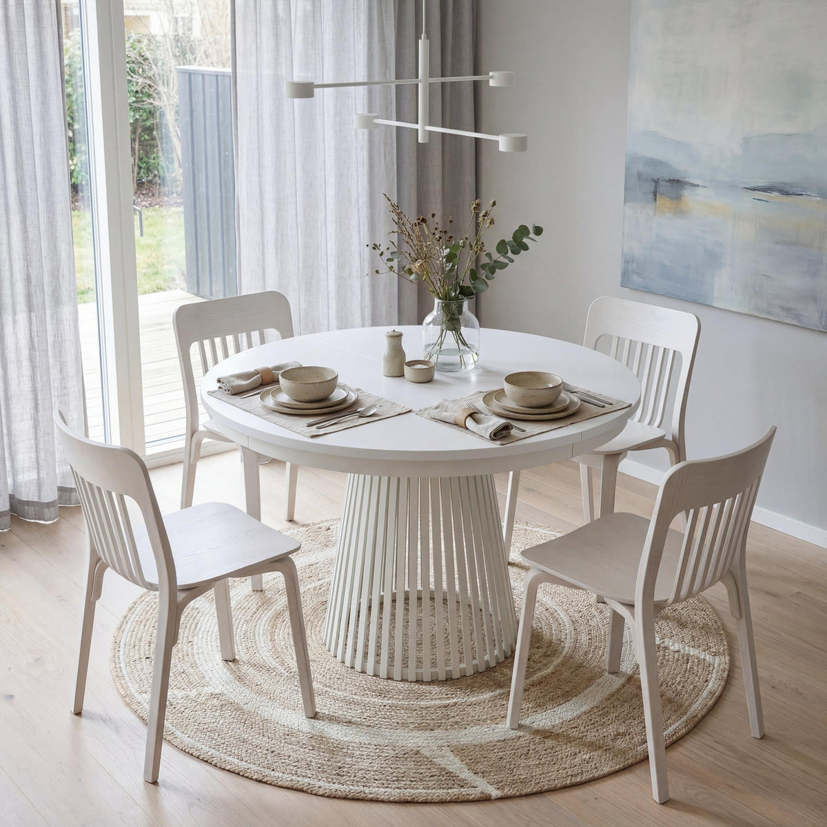 ESSTISCH TRAVIS Ausziehbar 100 - 180 / 100 x 76,6 cm - Kaschmir/Weiß, Holz (100/100/76.6cm) - MASSENO