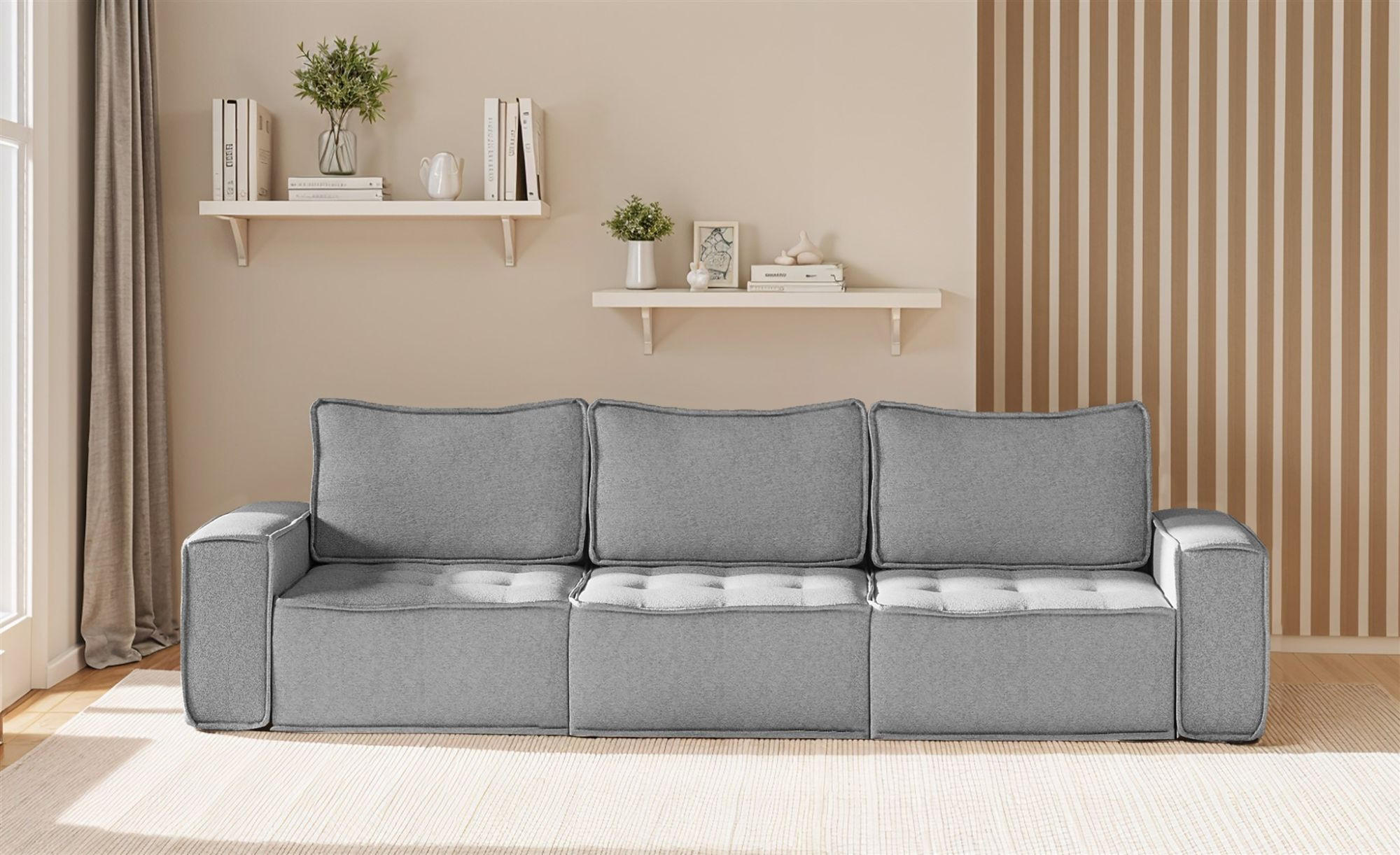 SOFA Sande In Raven - Grau, Holzwerkstoff/Textil (292/85/90cm) - Fun Möbel
